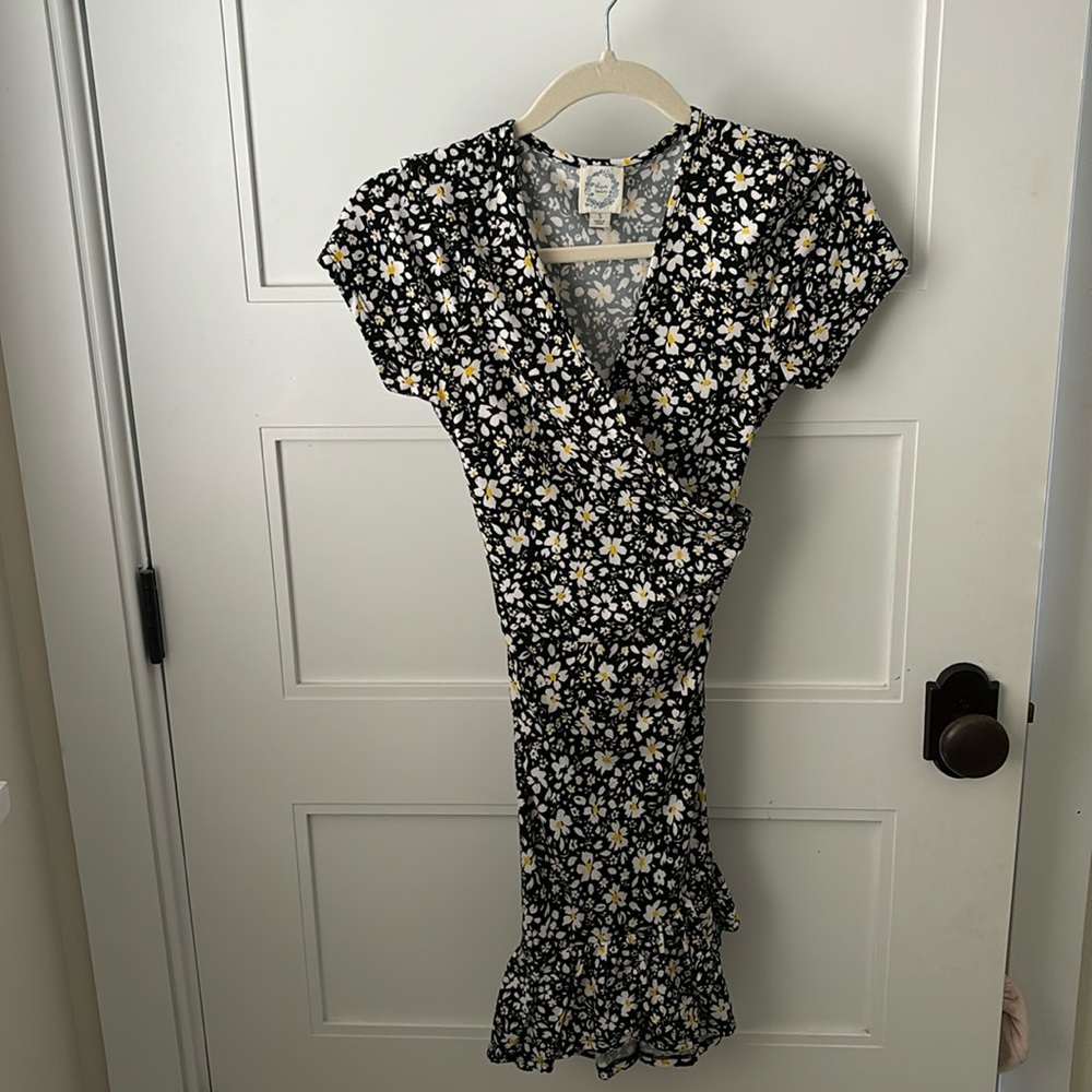 Black floral mini dress